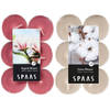 Candles by Spaas geurkaarsen - 24x stuks in 2 geuren Blossom Flowers en Magnolia Bloesem - geurkaarsen