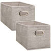 Set van 2x stuks opbergmand/kastmand 7 liter beige linnen 31 x 15 x 15 cm - Opbergmanden