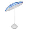 Blauw gestreepte gekleurde tuin/strand parasol 200 cm met wit voet van 42 cm - Parasols