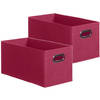 Set van 2x stuks opbergmand/kastmand 7 liter framboos roze linnen 31 x 15 x 15 cm - Opbergmanden