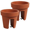 2x stuks balkon plantenpot/bloempot terra cotta 5 liter kunststof D25 x H22.5 cm - Plantenpotten