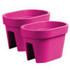 2x stuks balkon plantenpotten/bloempotten fuchsia roze 12 liter van kunststof 40 x 27 x 25 cm - Plantenpotten