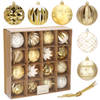 Kerstballen 16 Stuks 8 cm Goud/Wit