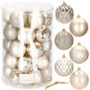 Kerstballen 30 Stuks 8 cm Beige/Goud Tinten