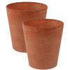 2x stuks plantenpot/bloempot in een natuursteen look Dia 22 cm en Hoogte 20 cm light terra cotta - Plantenpotten