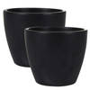 2x stuks plantenpot/bloempot in een strakke Scandinavische look zwart Dia 18 cm en Hoogte 16 cm - Plantenpotten