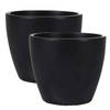 2x stuks plantenpot/bloempot in een strakke Scandinavische look zwart Dia 16 cm en Hoogte 13 cm - Plantenpotten