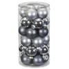 30x stuks kleine glazen kerstballen grijs 4 cm - Kerstbal
