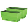 Set van 2x stuks plantenpotten/bloempotten kunststof glanzend kiwi groen 29 x 14 x 13.6 cm - Plantenpotten