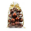 Inge Christmas Goods Kerstballen - 20x st - giftbag kunststof bruin 6cm - Kerstbal