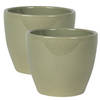 2x stuks plantenpot/bloempot in een strakke Scandinavische look mosgroen Dia 13 cm en Hoogte 11 cm - Plantenpotten