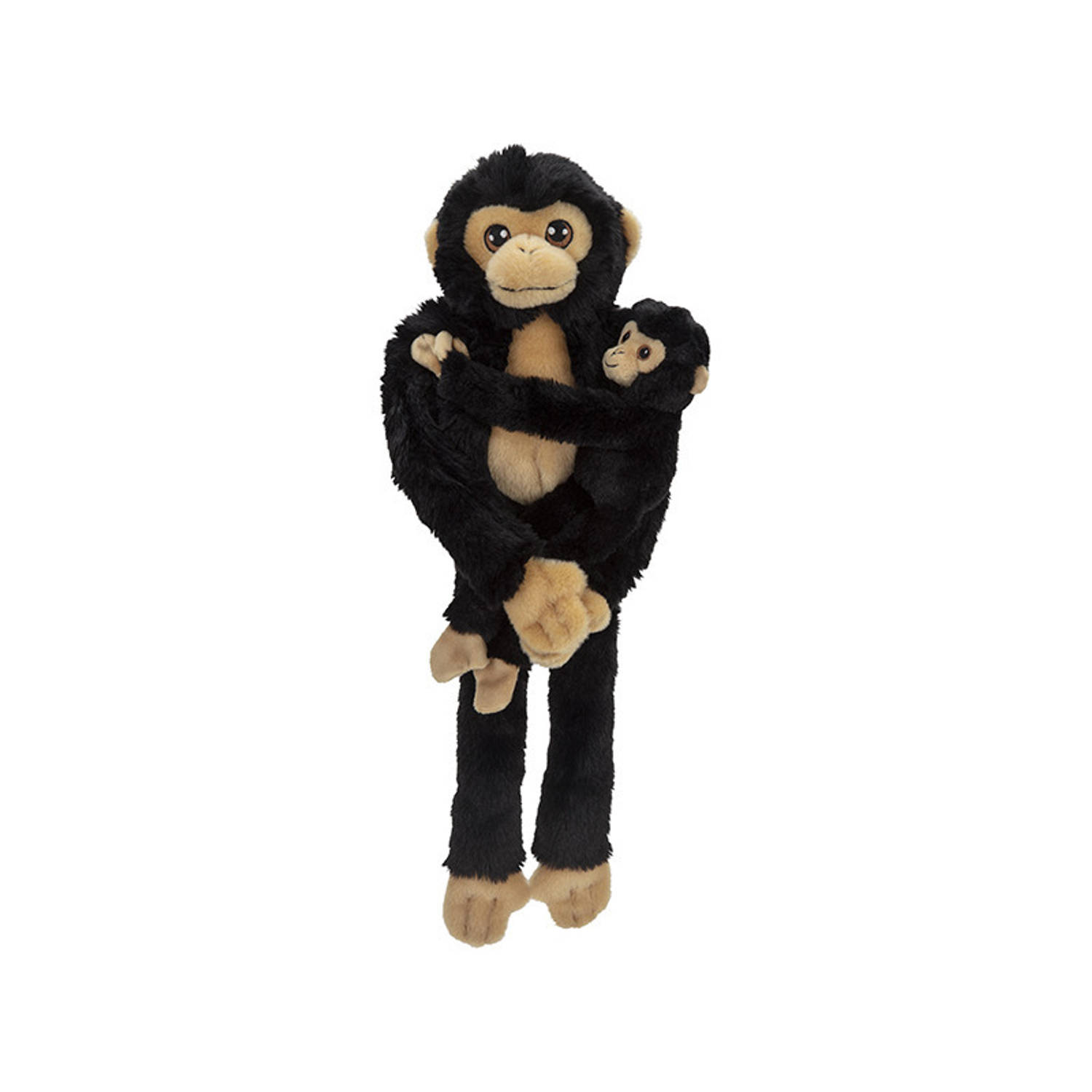 Pluche dieren knuffels hangende Chimpansee aap met baby van 48 cm - Knuffeldieren speelgoed