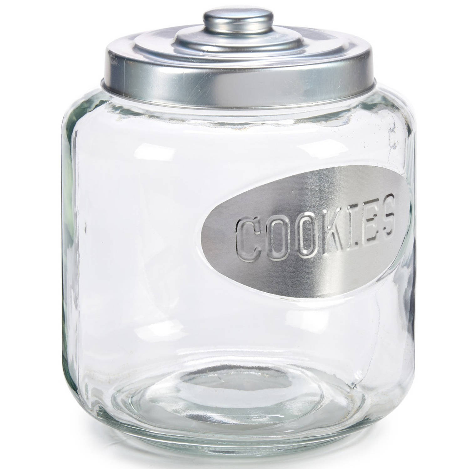 Glazen Koektrommel-snoepjes-koekjes Voorraad Pot Met Zilverkleurige Deksel 4000 Ml Voorraadpot