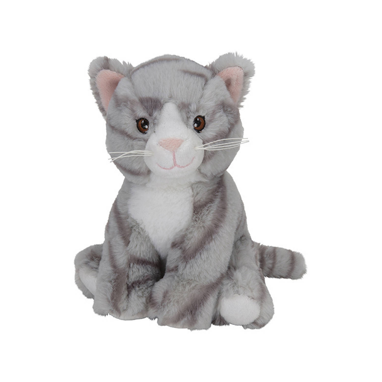 Pluche dieren knuffels Kat/poes van 17 cm - Knuffeldieren speelgoed