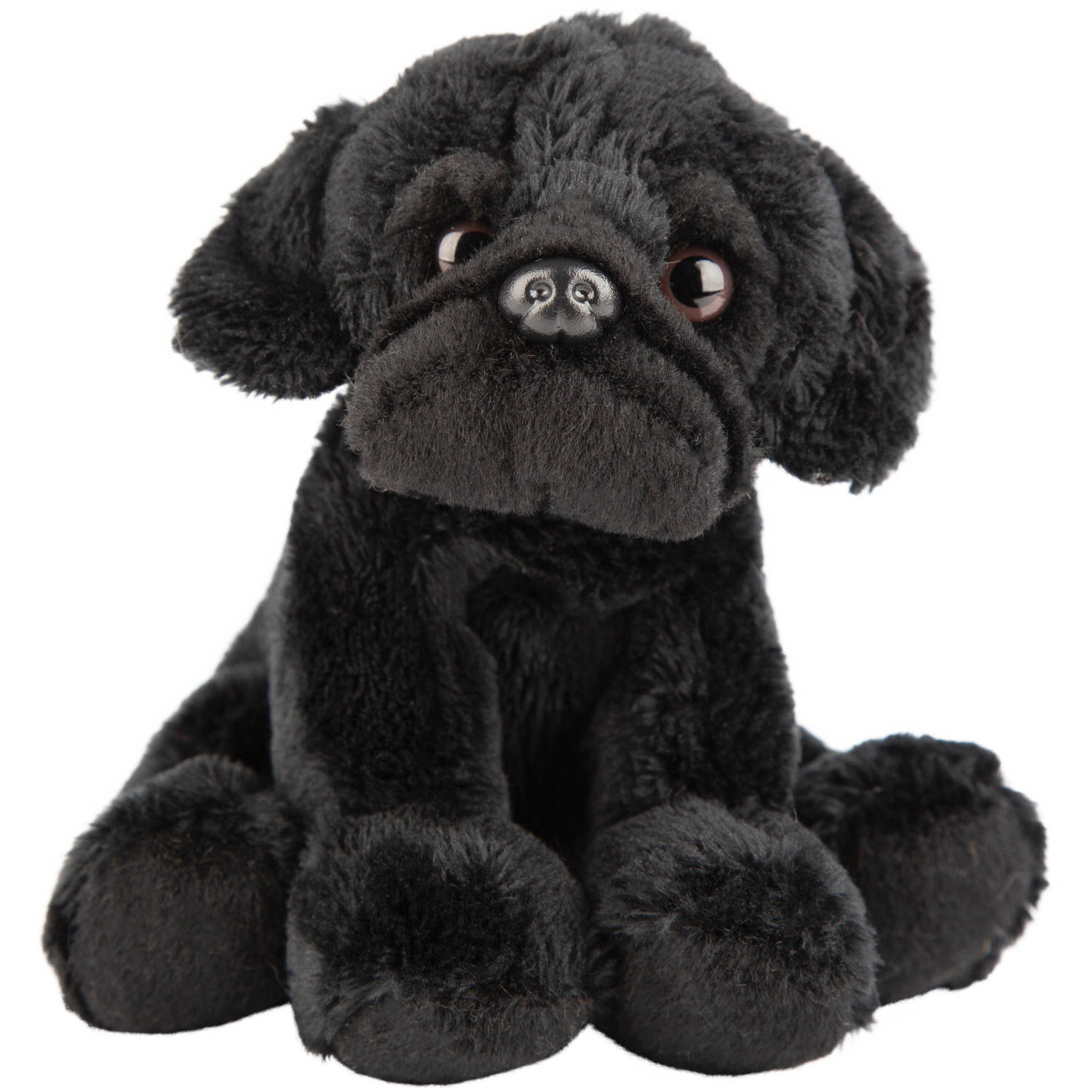 Pluche Knuffel Dieren Zwarte Mopshond Hond 13 Cm Knuffel Huisdieren