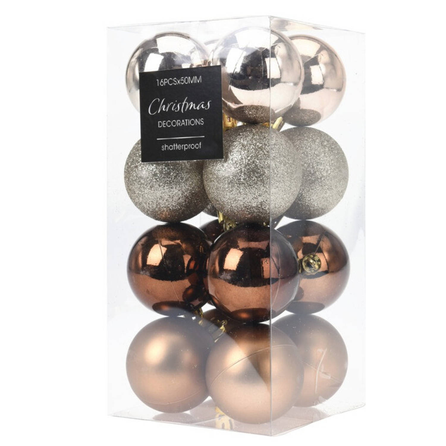 16x stuks kerstballen mix herfstkleuren glans/mat/glitter kunststof diameter 5 cm - Kerstboom versiering