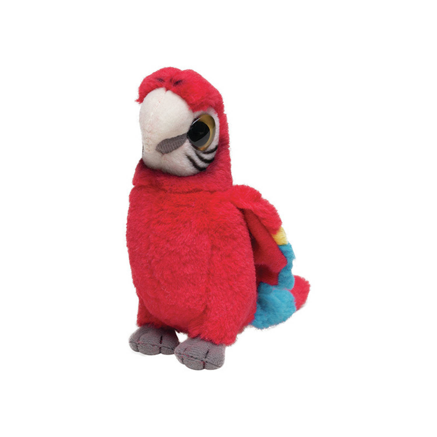Pluche Rode Papegaai knuffeldier van 14 cm - Speelgoed dieren knuffels cadeau voor kinderen