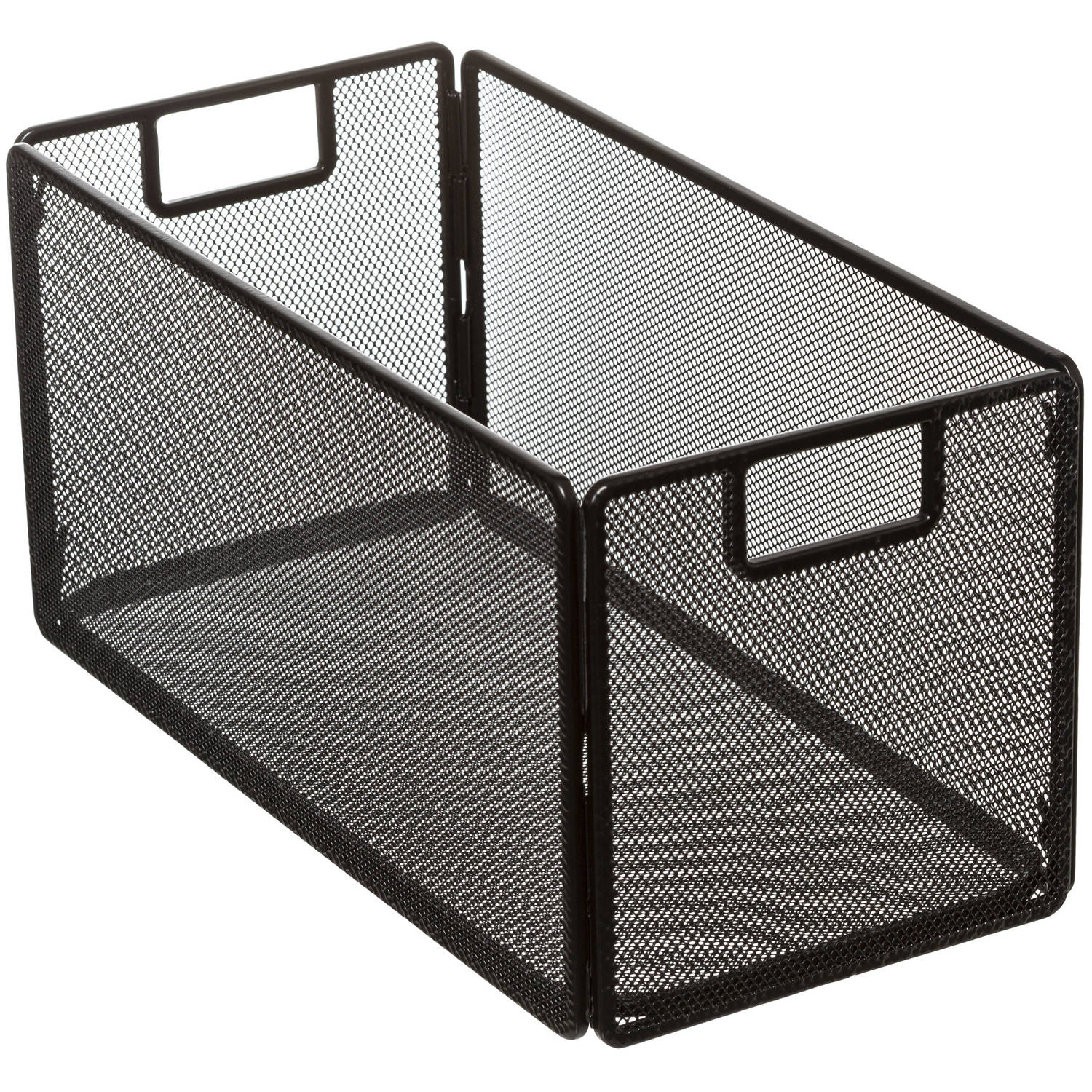 Opbergmand/kastmand 7 liter zwart van metaal/mesh 31 x 15 x 15 cm - Opbergboxen - Vakkenkast manden