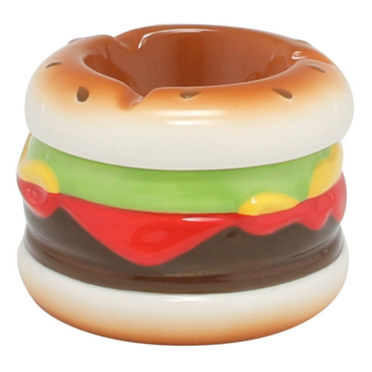 Hamburger asbak rond dolomiet multi-kleur 7 x 9 cm - Asbakken