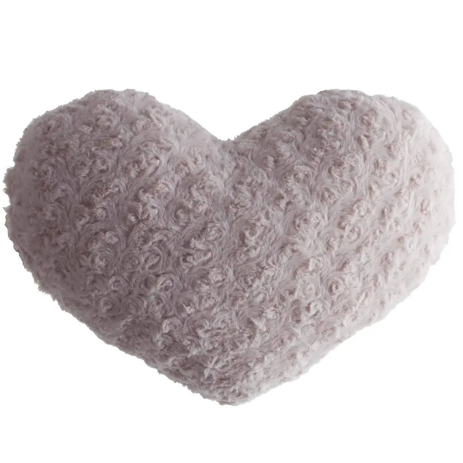 Pluche kussen hart oud roze - 28 x 36 cm - Sierkussens voor binnen