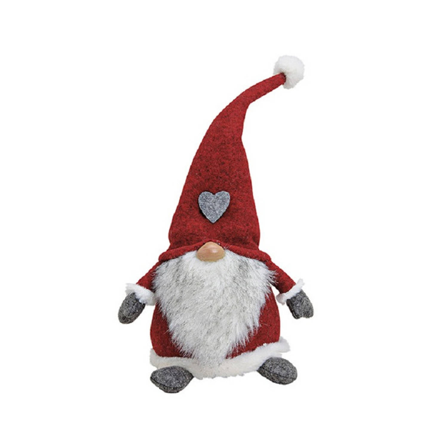 Pluche Gnome-dwerg Decoratie Pop-knuffel Wit-rood-grijs 16 X 20 X 40 Cm Kerstman Pop