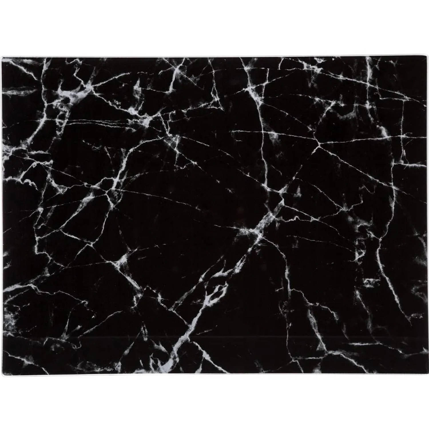 Snijplank rechthoek zwart met marmer print 40 x 30 cm van glas Snijplanken
