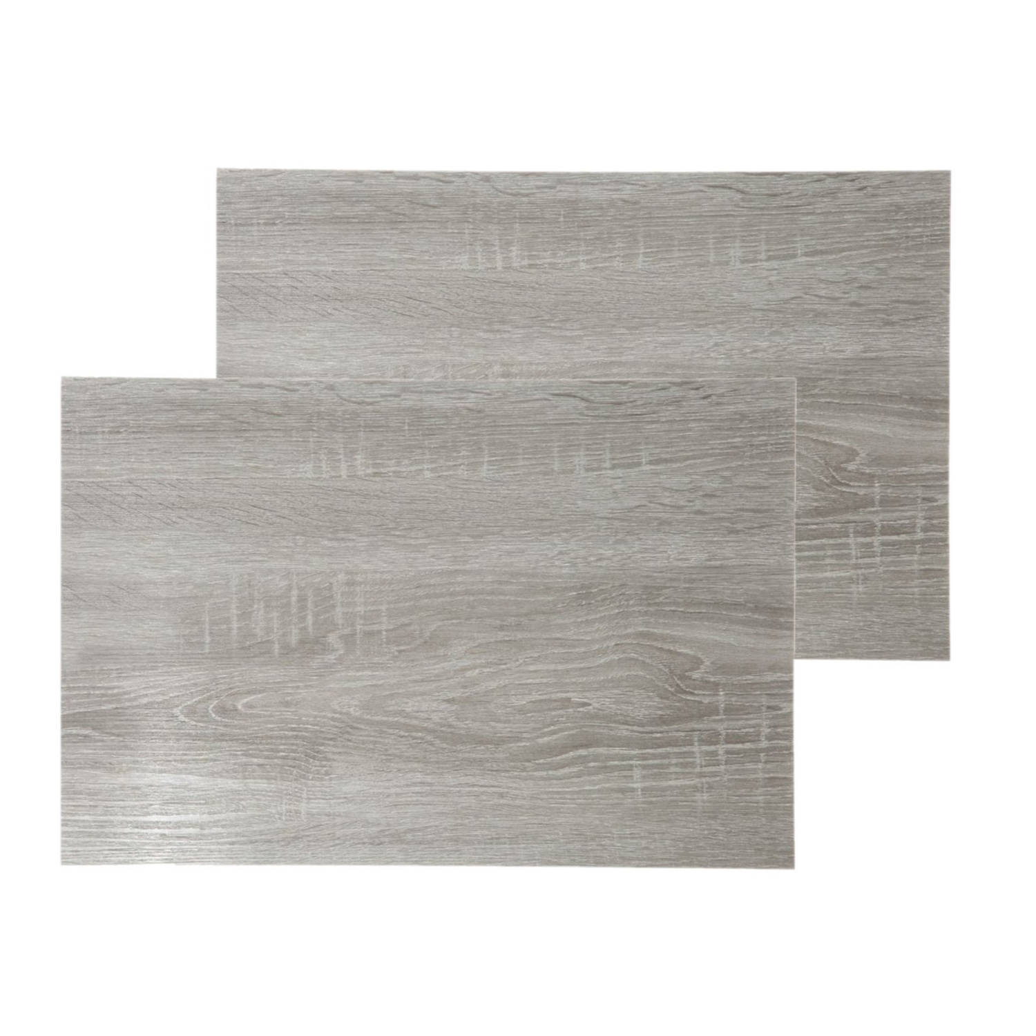 Set van 6x stuks placemats hout print grijs PVC 45 x 30 cm - Placemats