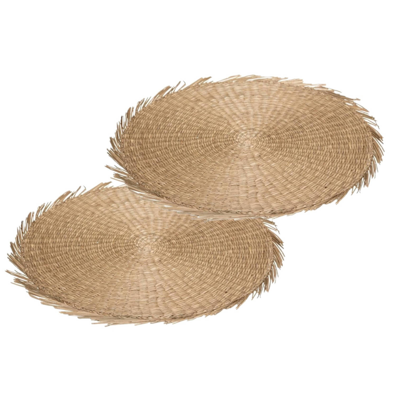 Set Van 4x Stuks Ronde Placemats Raffia Naturel 38 Cm Placemats