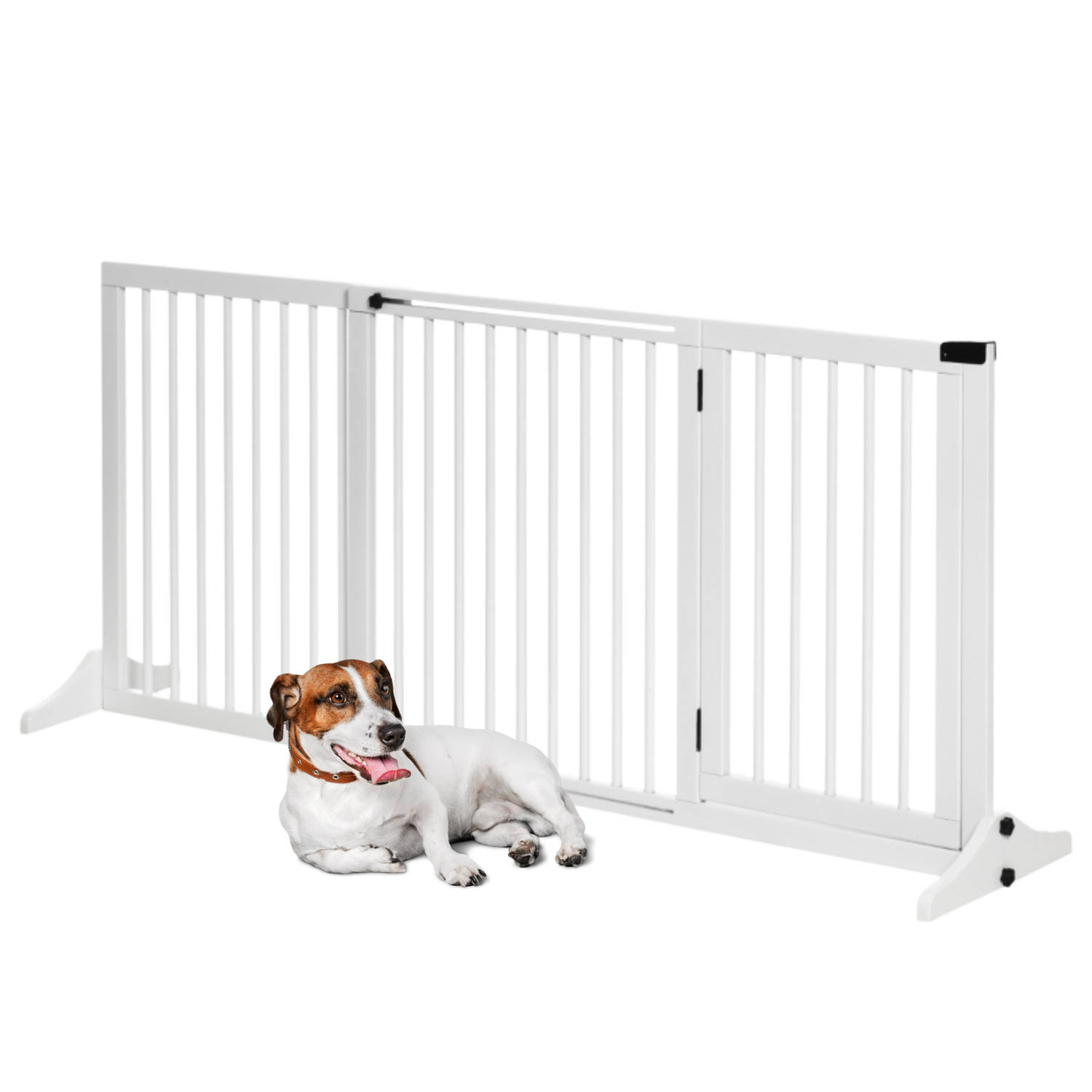 hurken niets Buitenlander Hondenhek - Honden hek - Dog barrier - Traphekje zonder boren - Traphek -  B113-166 x H71 cm - Wit | Blokker