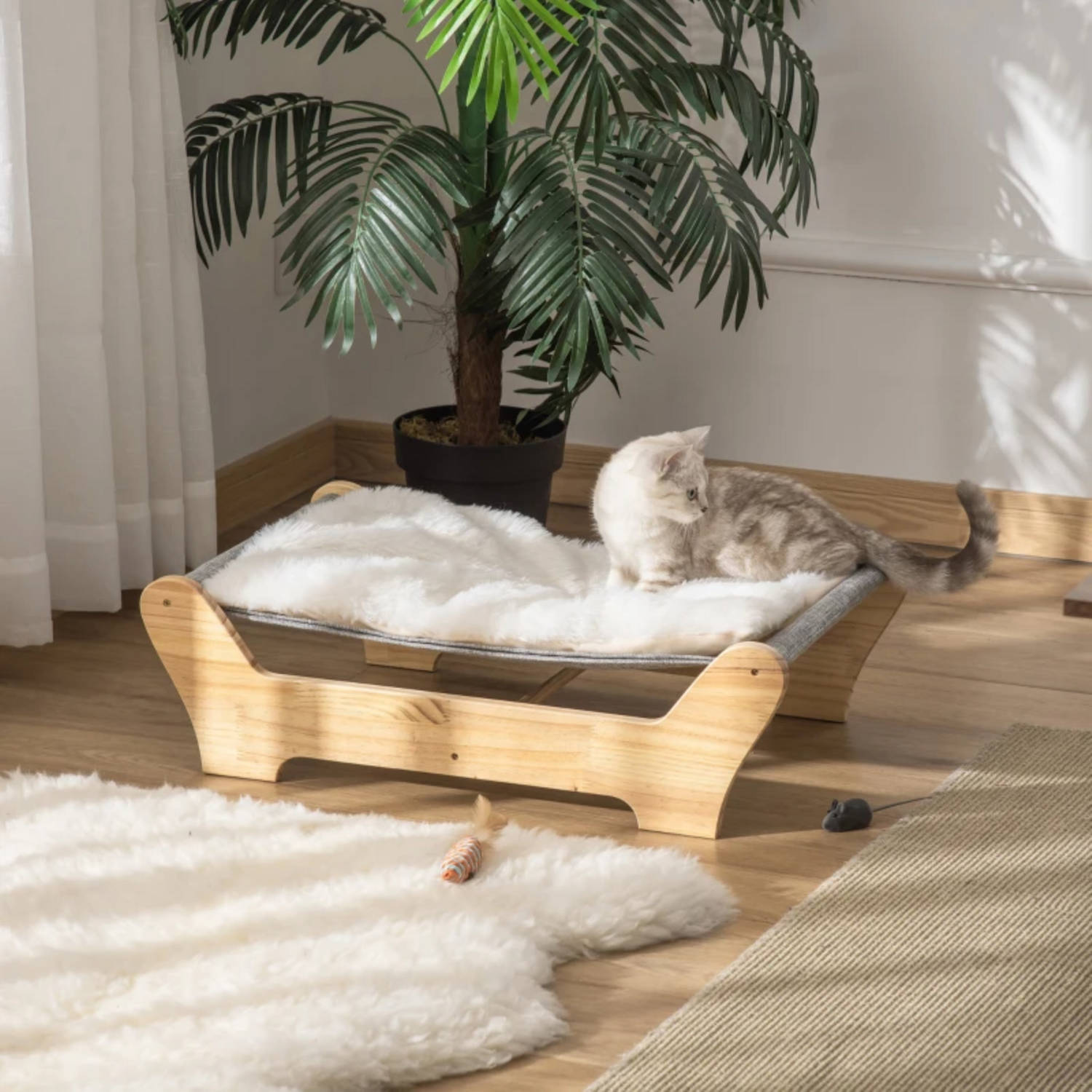 Verlammen Chronisch doneren Kattenmand - Kattenbed - Hangmat Kat - Grenen hout - 68 x 43 x 20 cm |  Blokker