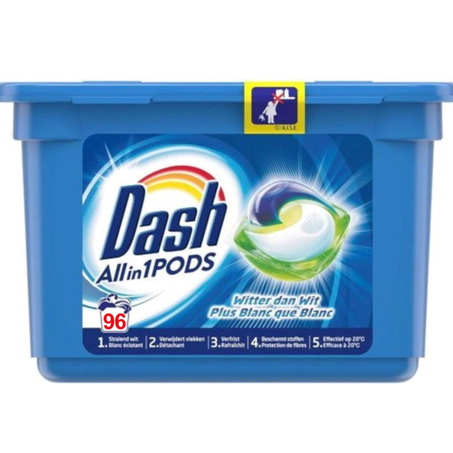Dash All in1 Wasmiddel Pods Witter dan Wit - 6 x 16 wasbeurten - Voordeelverpakking