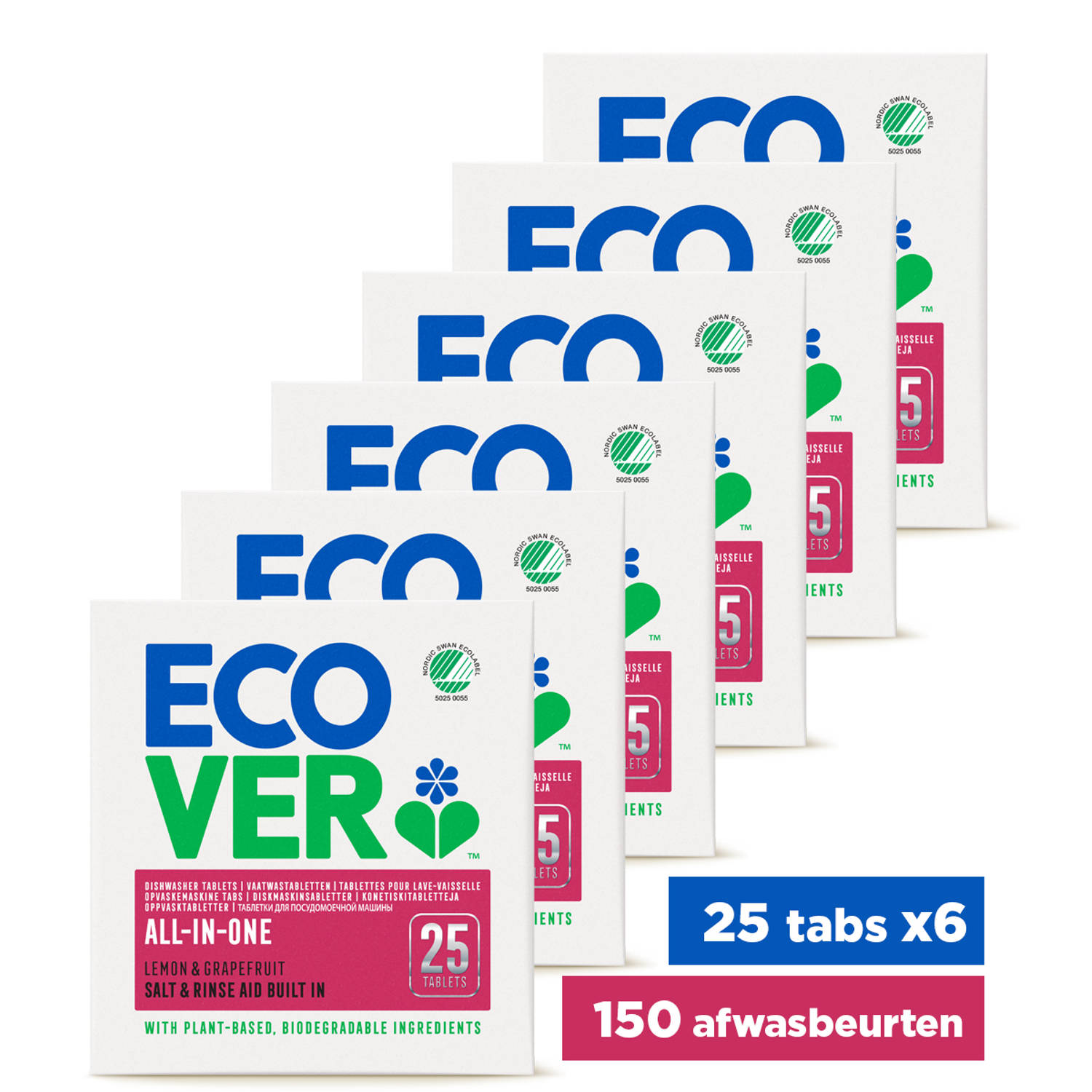 Ecover Vaatwastabletten All In One Promopack 150 Tabs