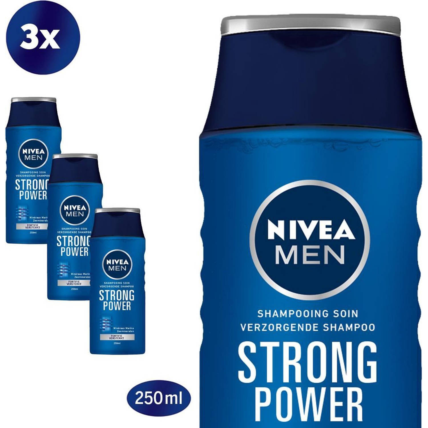 Men Strong Power Shampoo - 3x 250ml c