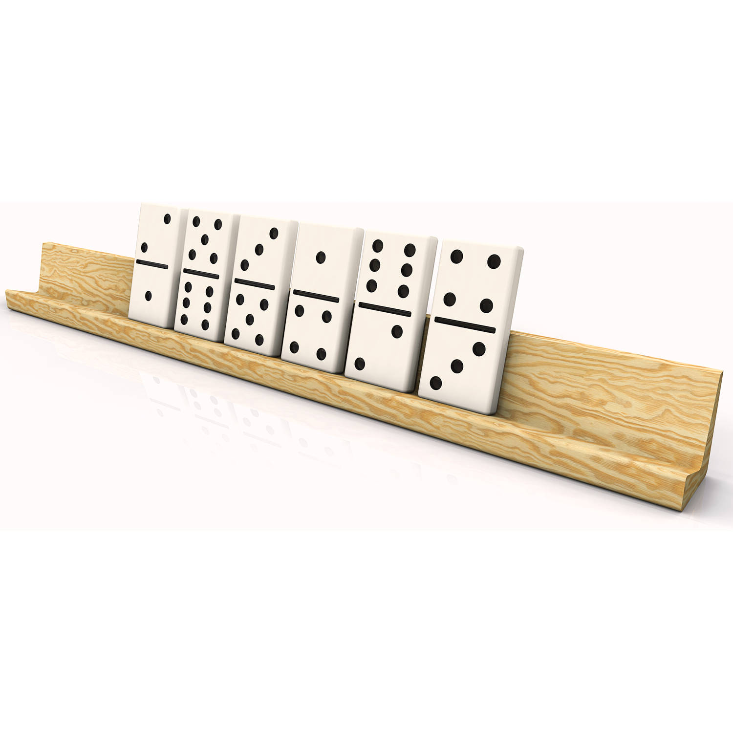 Dominostenen houder pakket - set van 4 - bruin - 33,3 cm lengte