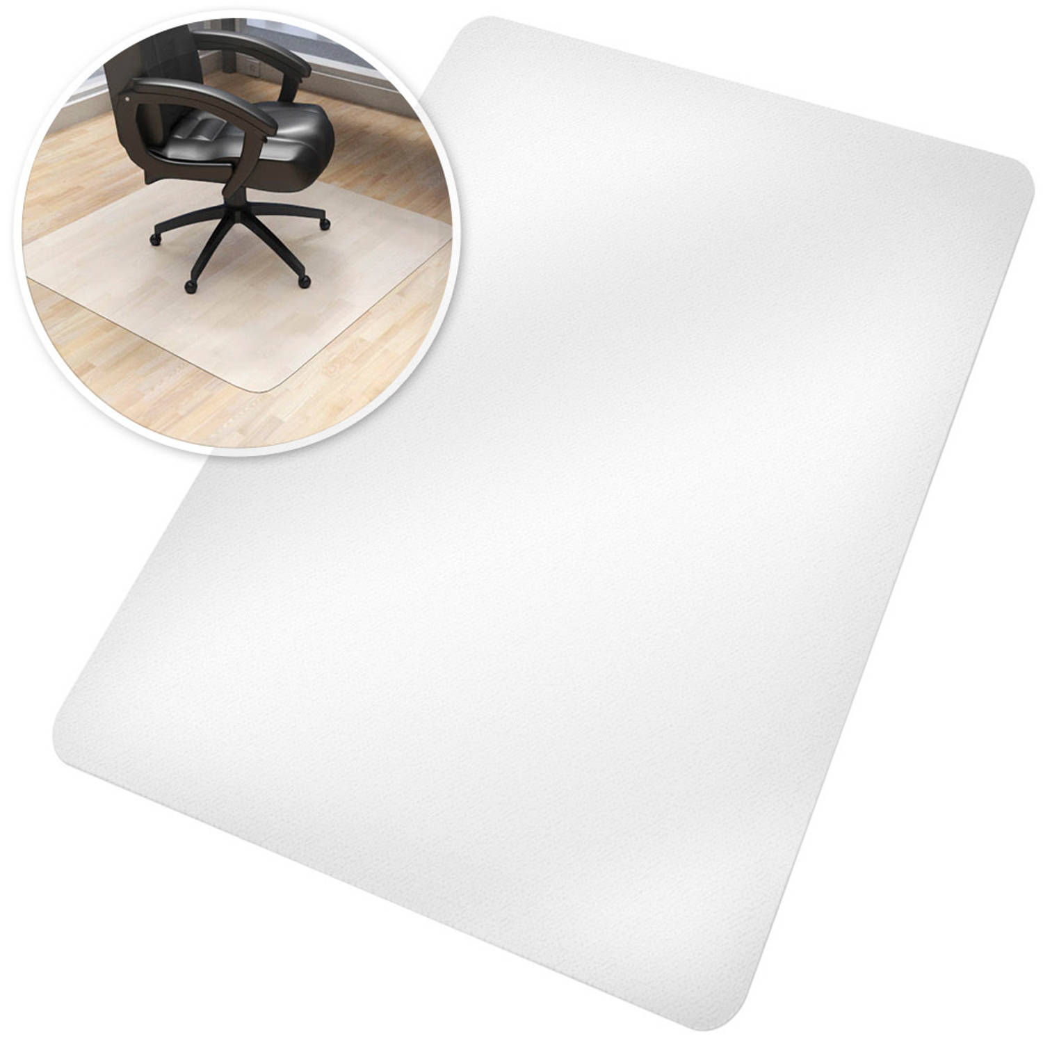 tectake - Vloerbeschermende mat 75 x 120 cm - wit - voor bureaustoelen 401694