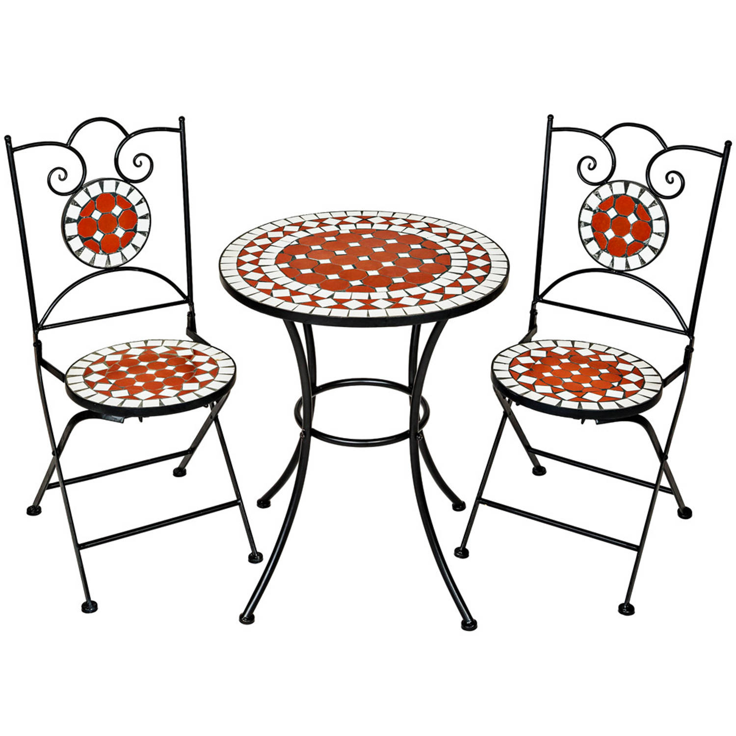 tectake MozaÃ¯ek Tuinmeubelen 2 stoelen + tafel Ã 60 cm