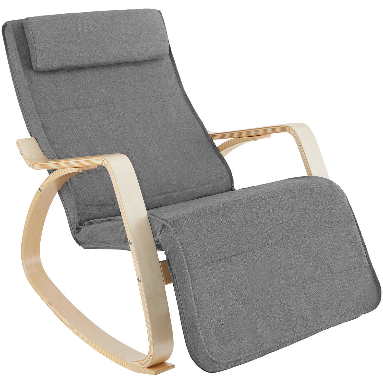 tectake -  Schommelstoel Onda fauteuil - verstelbare voetensteun - lichtgrijs - 403529