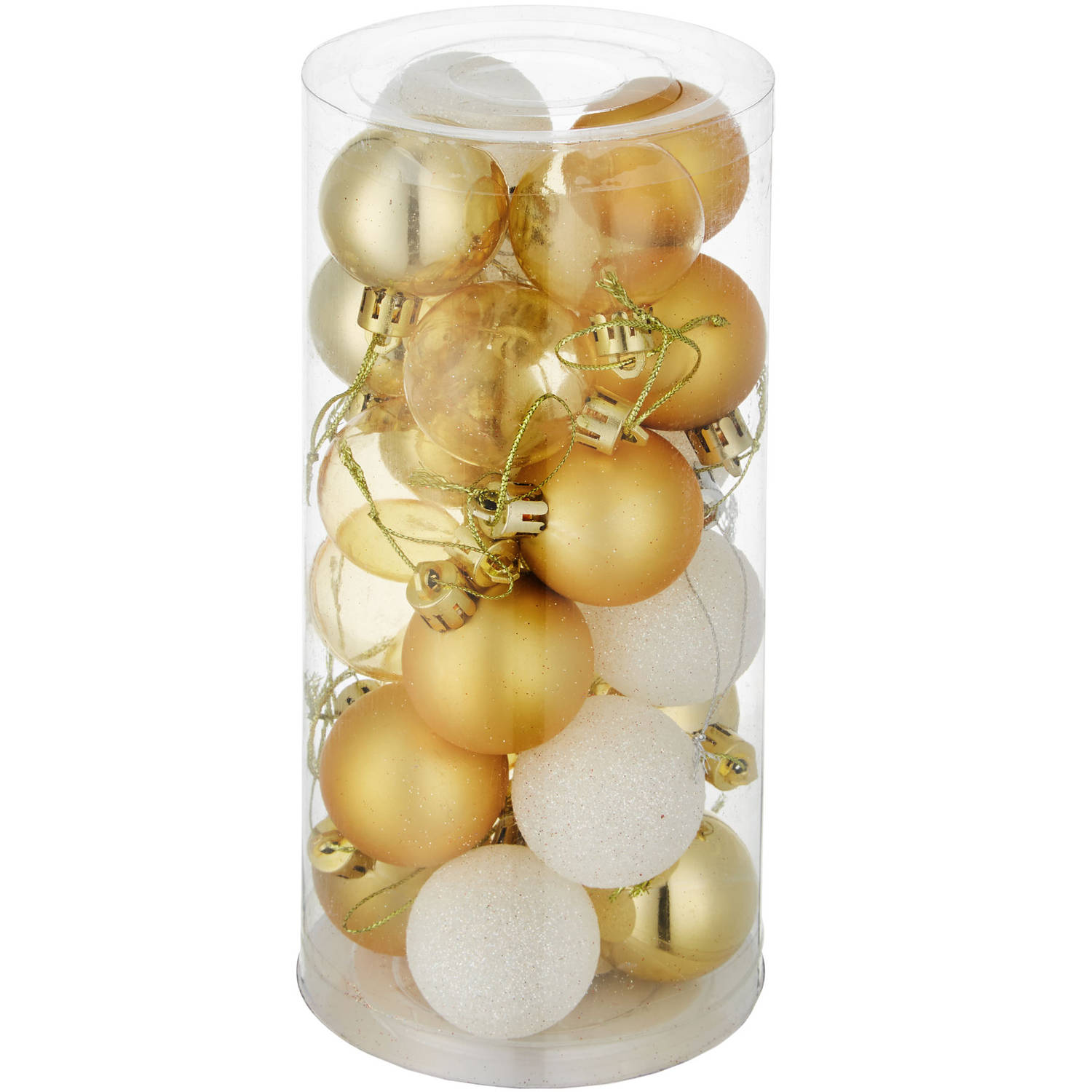 tectake - Set van 24 kerstballen wit/goud - 403321