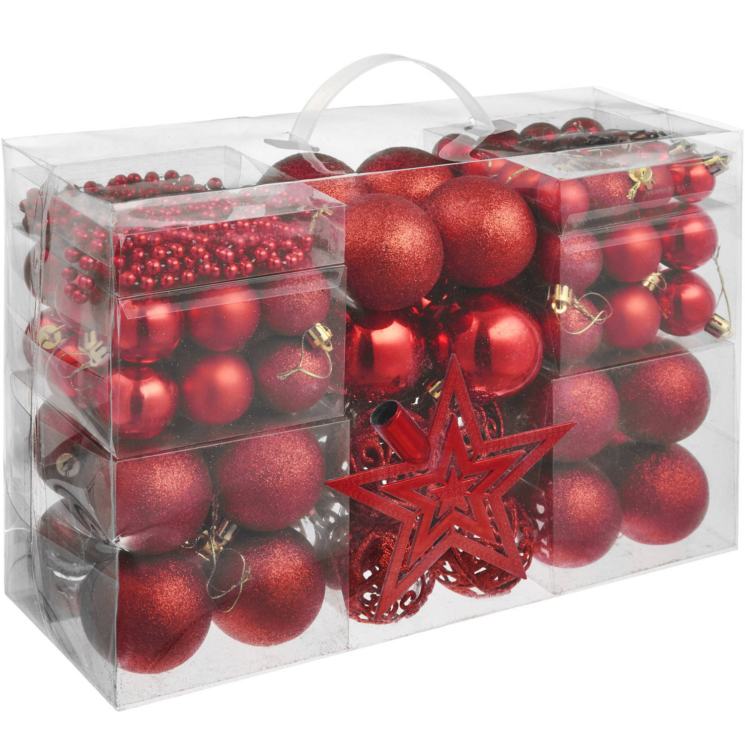 tectake - Set van 86 kerstballen rood - 403324