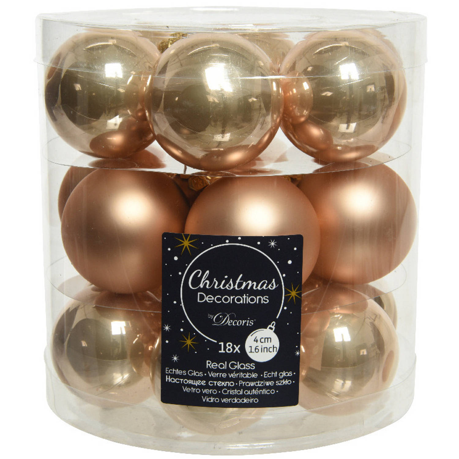 18x stuks kleine kerstballen toffee bruin van glas 4 cm - mat/glans - Kerstboomversiering