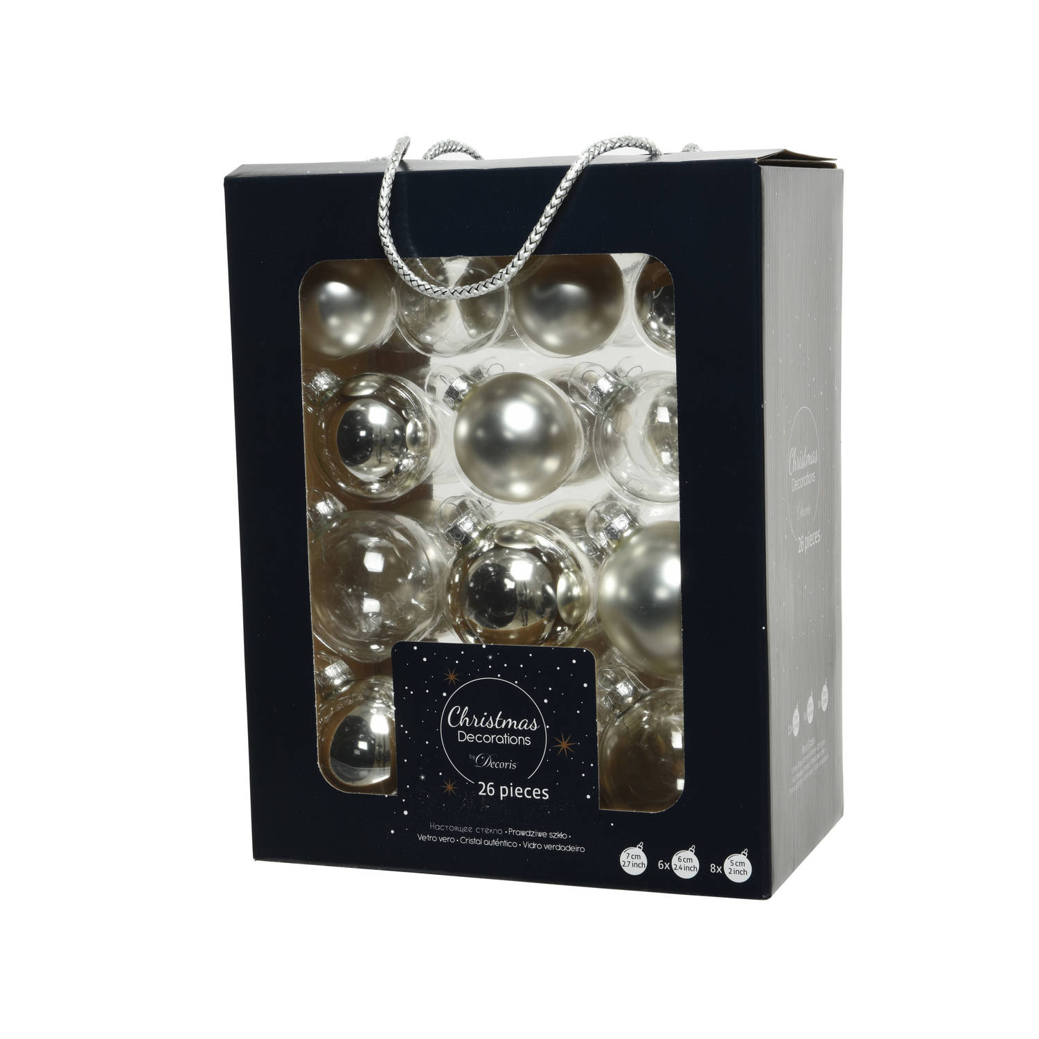 26x stuks kerstballen zilver van glas 5, 6 en 7 cm - mat/glans - Kerstversiering/boomversiering