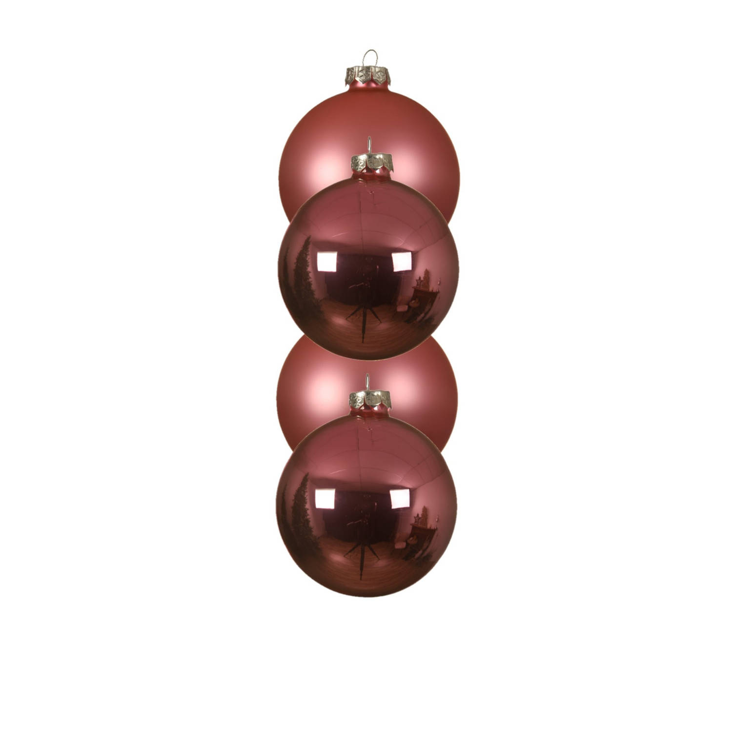 4x Stuks Glazen Kerstballen Lippenstift Roze 10 Cm Mat/glans - Kerstbal
