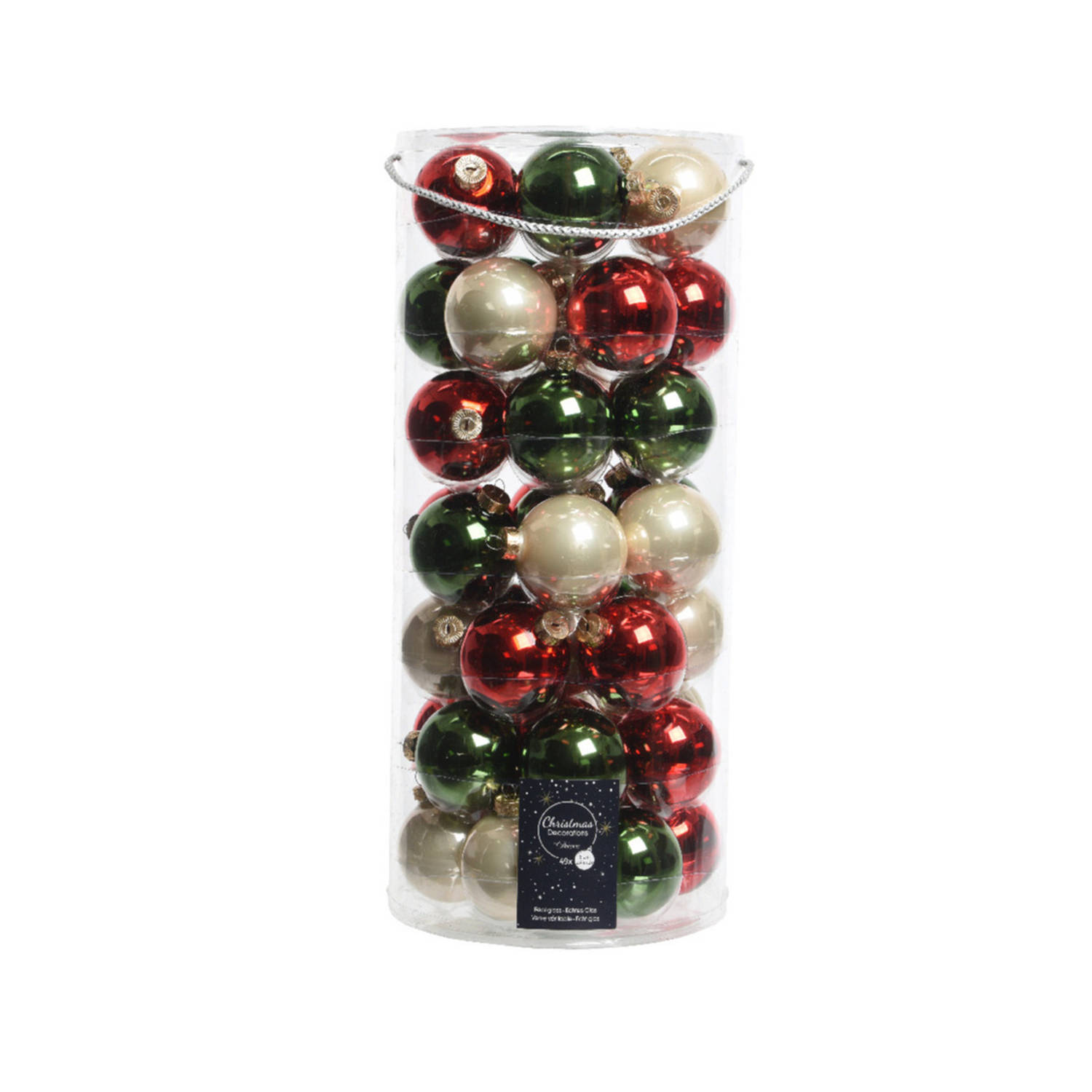 49x Stuks Glazen Kerstballen Donkergroen/rood/champagne 6 Cm Glans En Mat - Kerstbal