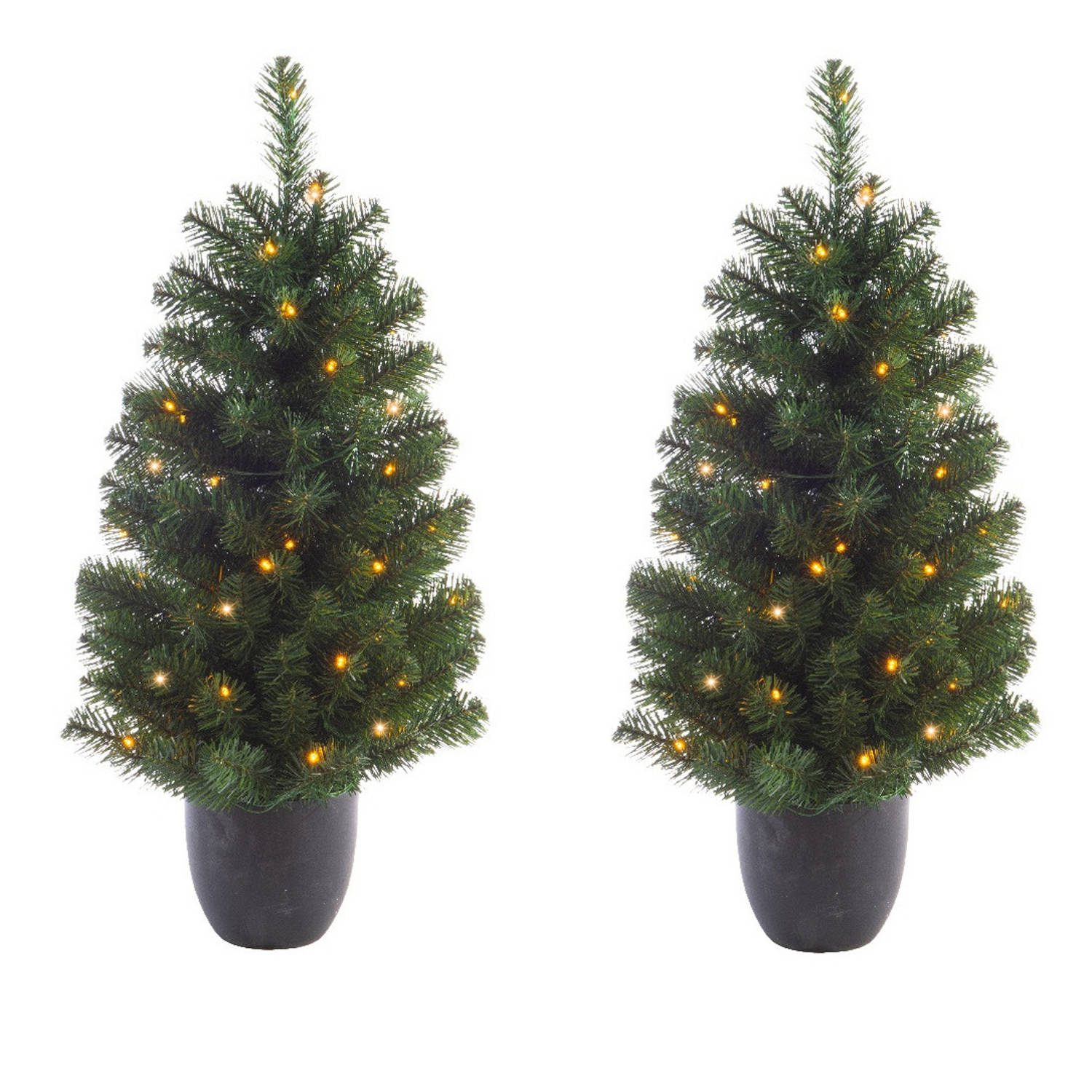Janice personeelszaken ijsje 2x stuks kunstbomen/kunst kerstbomen met verlichting 90 cm - Kunstkerstboom  | Blokker