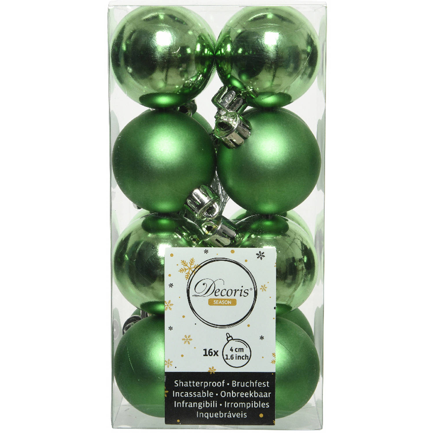 16x stuks kunststof kerstballen groen 4 cm - Mat/glans - Onbreekbare plastic kerstballen