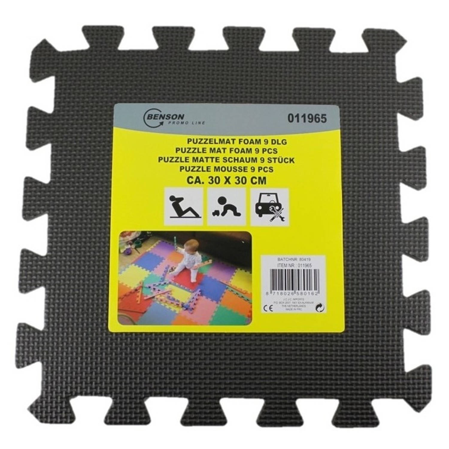 9 Stuks Zwarte Puzzel Vloertegels Foam 30 X 30 Cm Puzzel Speelmat Baby-peuter Speelgoed Matten