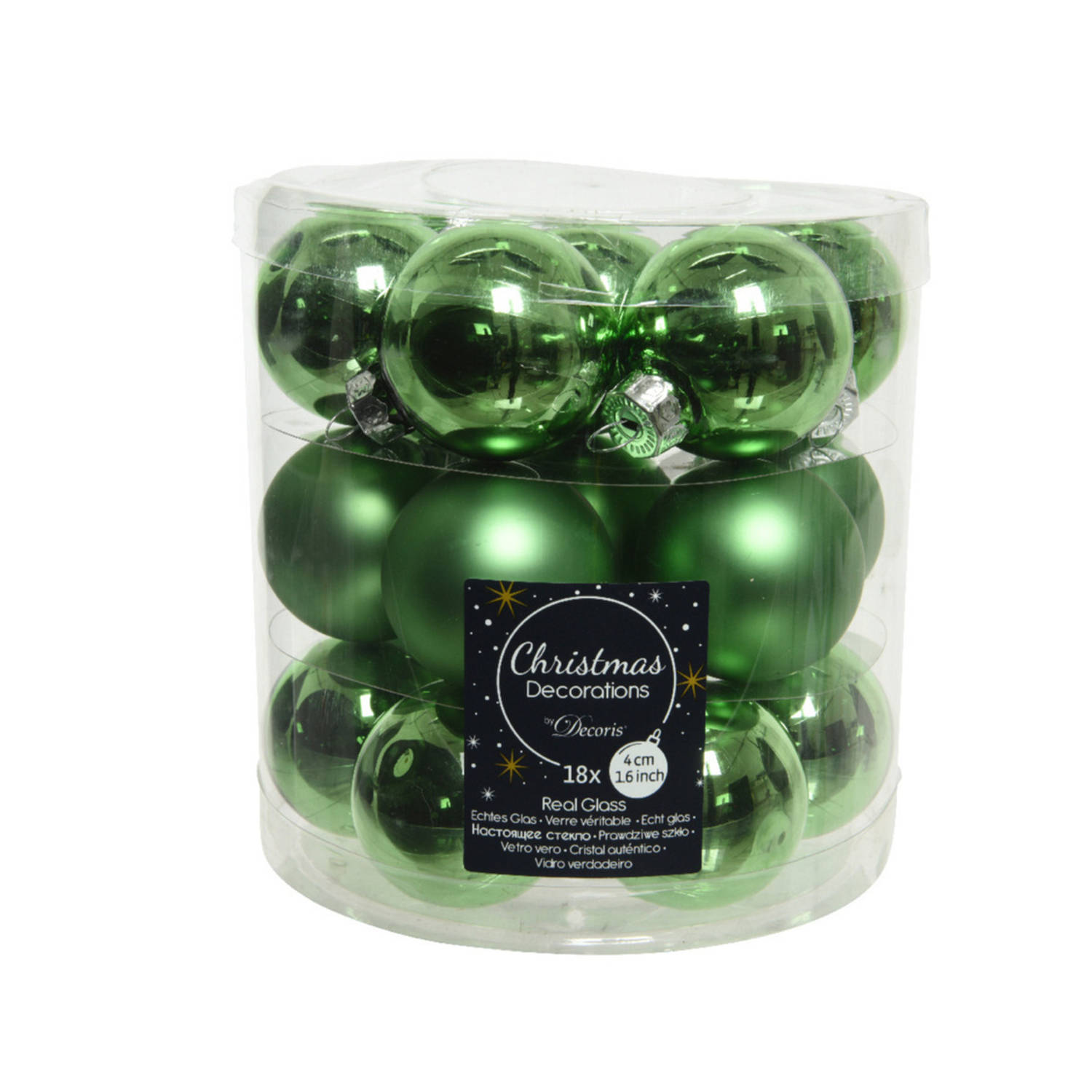 18x stuks kleine glazen kerstballen groen 4 cm mat/glans - Kerstbal