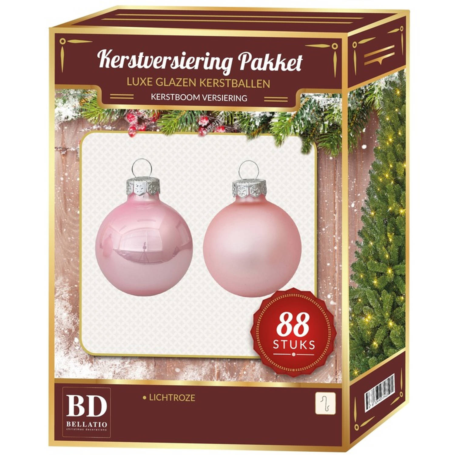 Roze kerstballen pakket 88-delig Christmas Christmas Sweet Pink Glass - Kerstbal
