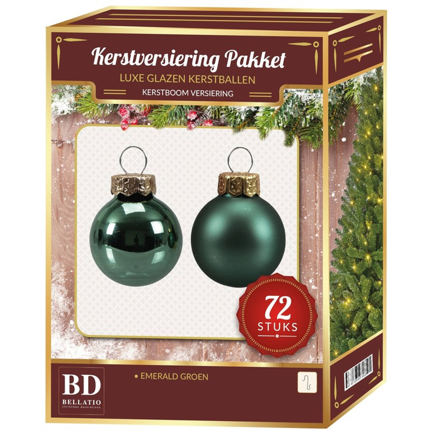 Emerald groene kerstballen pakket 72-delig Christmas Emerald Greenlake Glass - Kerstbal