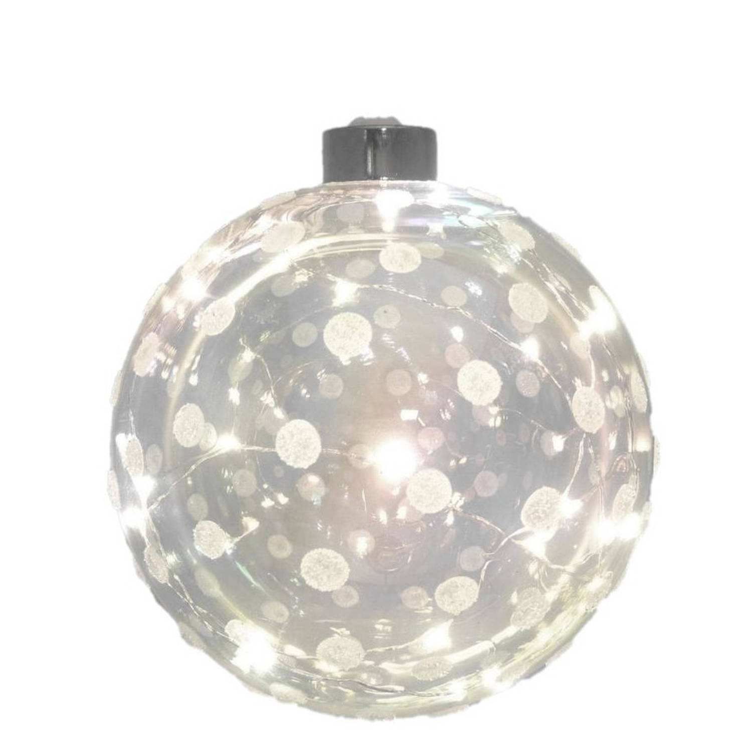 1x Glazen Decoratie Kerstballen Met 20 Led Lampjes Verlichting 12 Cm Kerstbal